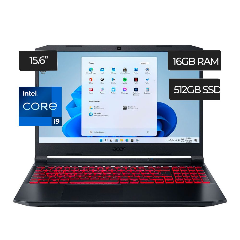 Laptop Gamer Acer Nitro 5 An515-57-919C Core i9  I9-11900H  RAM 16GB  Disco  512GB SSD 15.6"FHD  Nvidia Geforce RTX 3060 6 GB