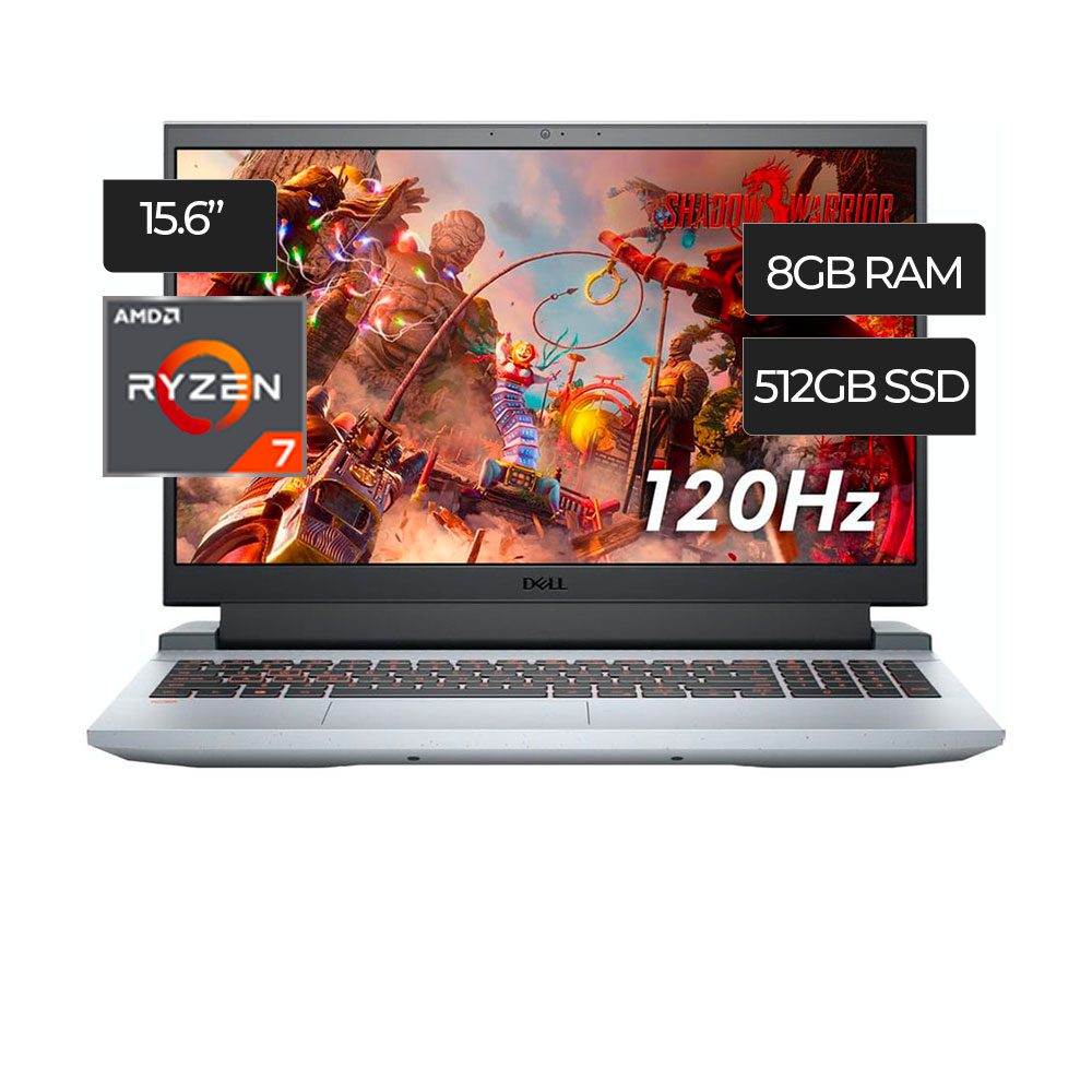 Laptop Gamer Dell G5 Gaming G15Re-A975Gry-Pus Ryzen 7 5800H  RAM 8GB D Disco  512GB SSD 15.6"FHD  Nvidia Geforce RTX 3050Ti 4 GB