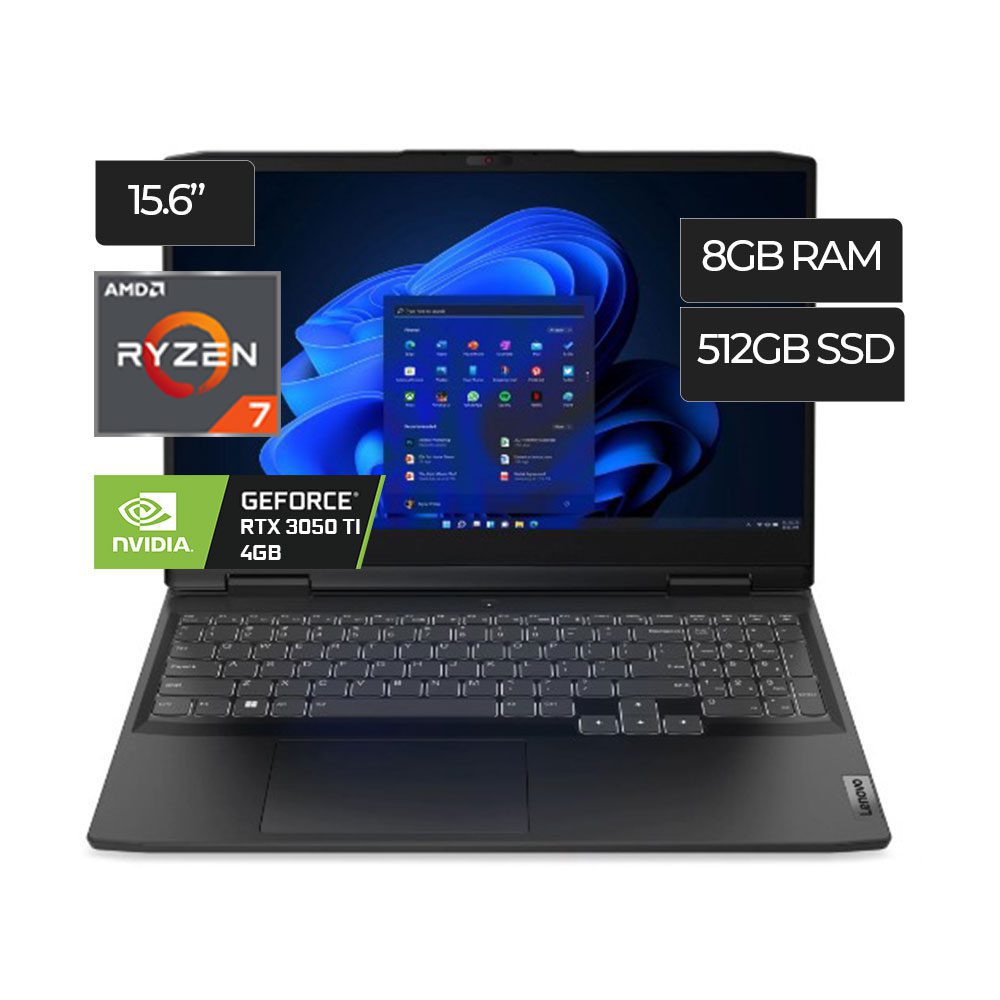 Laptop Gamer Lenovo Ideapad Gaming 3 15Arh7 Ryzen 7 6800H  RAM 8GB D Disco  512GB SSD 15.6"FHD  Nvidia Geforce RTX 3050Ti 4 GB