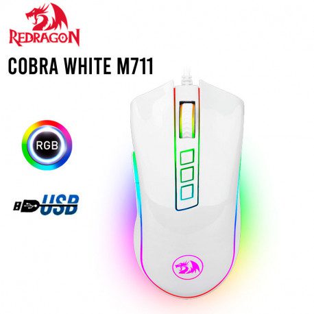 mouse redragon cobra white m711w gaming led rgb