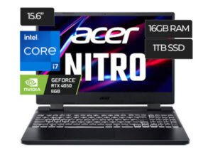 Laptop ACER NITRO 5 AN515-58-75NM Core I7-12650H RAM 16GB DDR5 Disco 1TB SSD Pantalla 15.6" FHD 144HZ Video  RTX 4050 6GB Windows 11