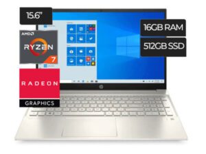 Laptop HP PAVILION 15-EH1021LA Ryzen R7-5700U RAM 16GB DDR4 Disco 512GB SSD Pantalla 15.6" FHD Video AMD Radeon Graphics Integrados Windows 11 H