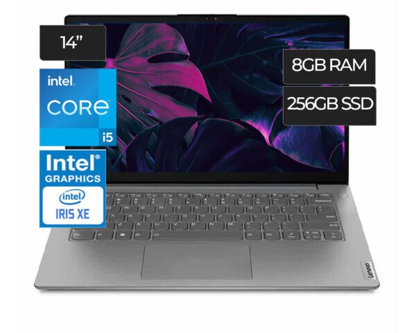 Laptop LENOVO V14 G2 ITL Core I5-1135G7 RAM 8GB DDR4 Disco 256GB SSD Pantalla 14" HD IPS Video IRIS XE Integrados FreeDOS